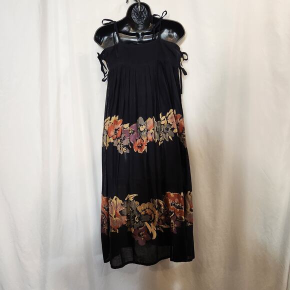 VTG Floral Semi Sheer Linen Triple Tie Sleeve Witchy Cottagecore Coquette Small - Picture 3 of 10